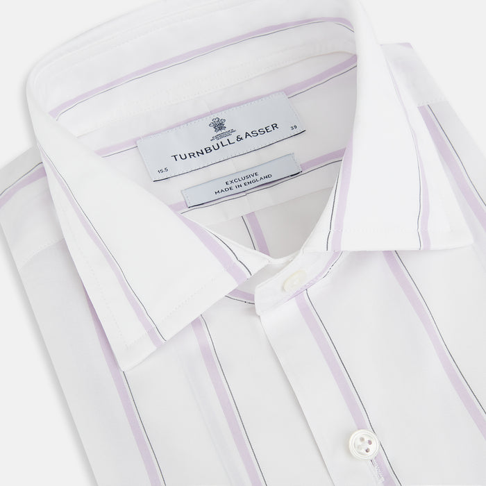 Track Striped Pink on White Tailored Fit Shirt in Cotton Image 1