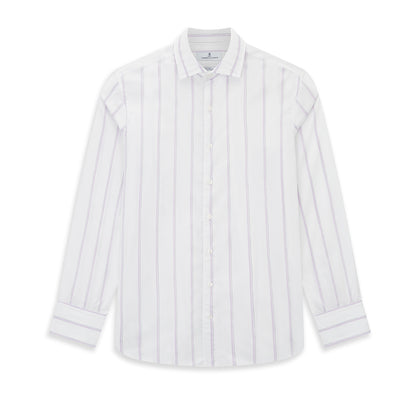 Track Striped Pink on White Tailored Fit Shirt in Cotton Image 6