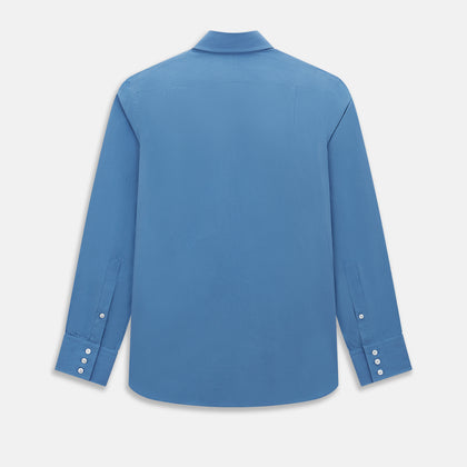 Pinstriped Colony Blue Tailored Fit Shirt in Cotton Image 2