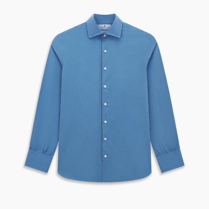 Pinstriped Colony Blue Tailored Fit Shirt in Cotton Image 5