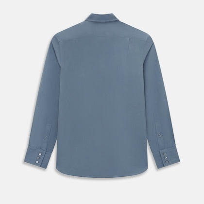 Pinstriped Steel Grey Tailored Fit Shirt in Cotton Image 2