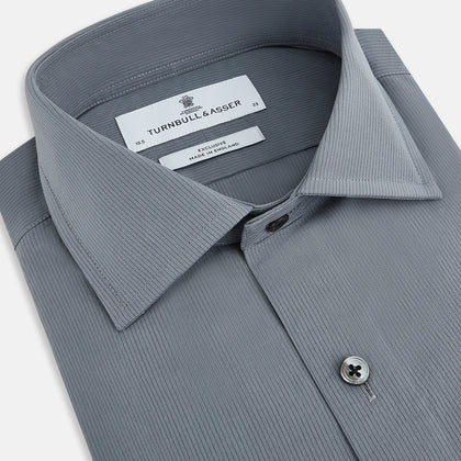 Pinstriped Grey Tailored Fit Shirt in Cotton Image 1