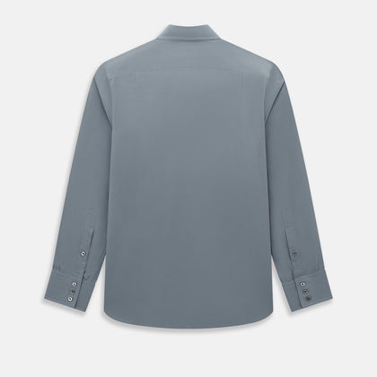 Pinstriped Grey Tailored Fit Shirt in Cotton Image 2