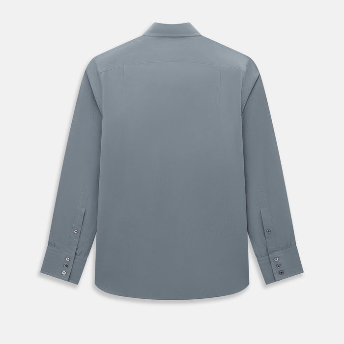 Pinstriped Grey Tailored Fit Shirt in Cotton Image 2