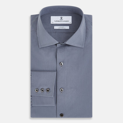 Pinstriped Grey Tailored Fit Shirt in Cotton Image 4