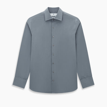 Pinstriped Grey Tailored Fit Shirt in Cotton Image 5