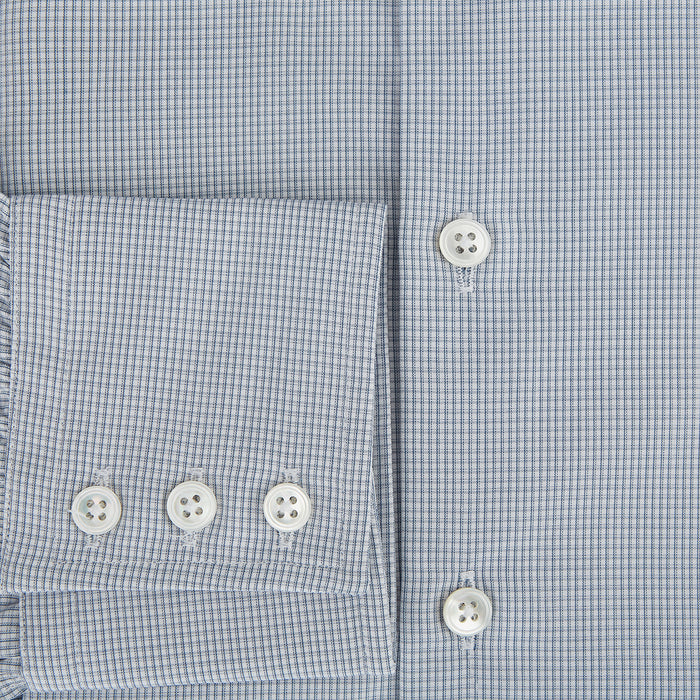 Steel Grey Micro-Tattersall Check Belgravia Shirt Image 3