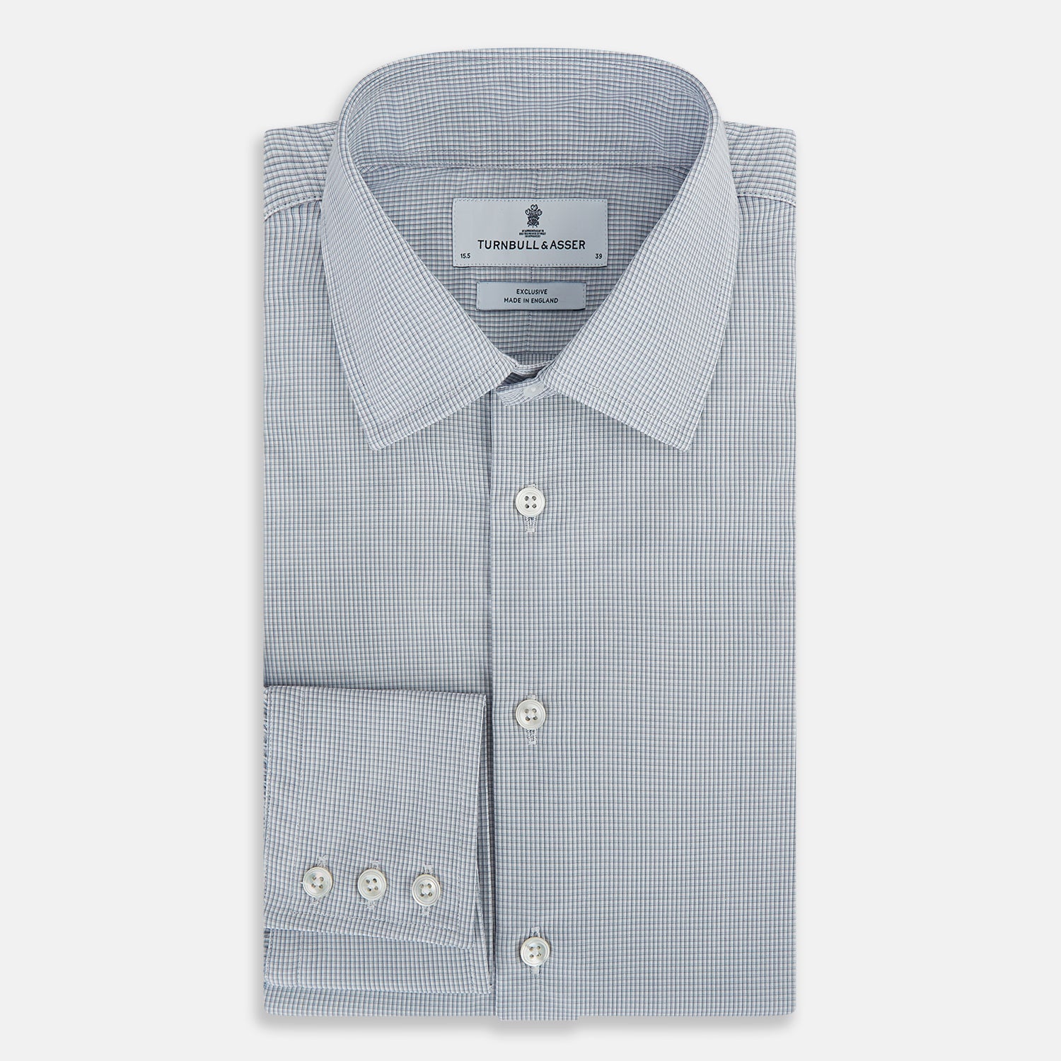 View 5 of product Steel Grey Micro-Tattersall Check Belgravia Shirt 17.5