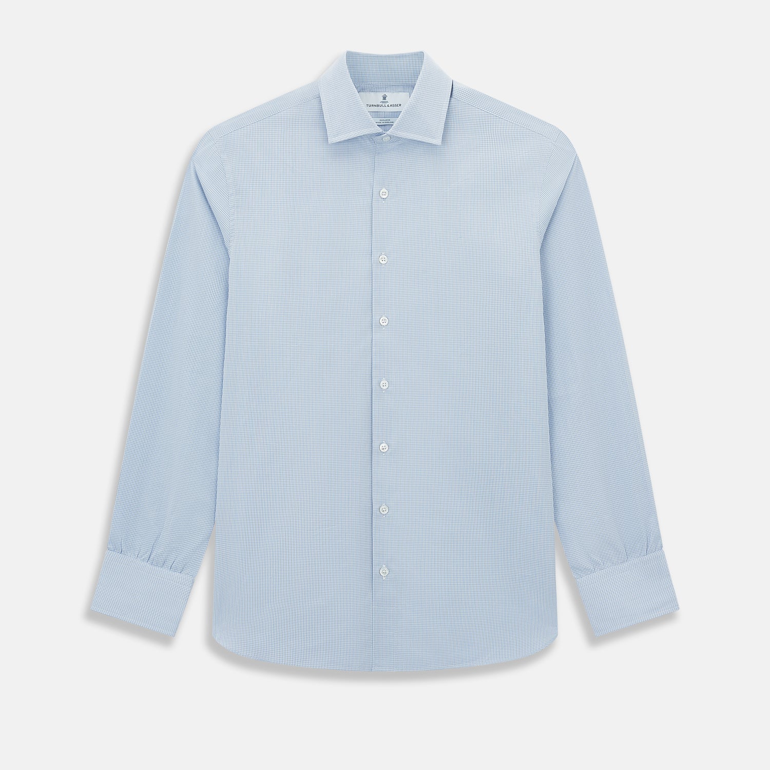 View 1 of product Sky Blue Micro-Tattersall Check Belgravia Shirt 16