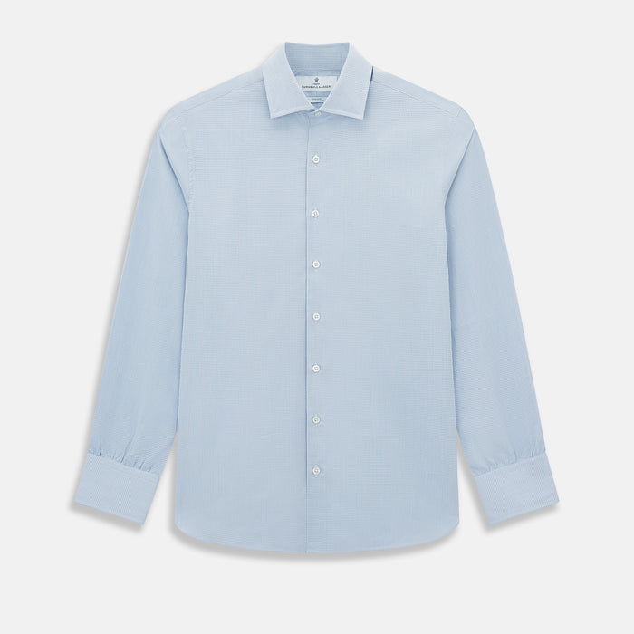 Sky Blue Micro-Tattersall Check Belgravia Shirt