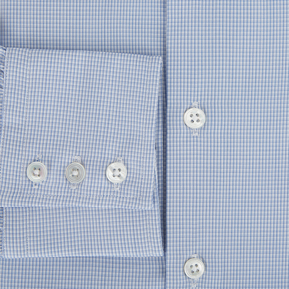 Sky Blue Micro-Tattersall Check Belgravia Shirt 16