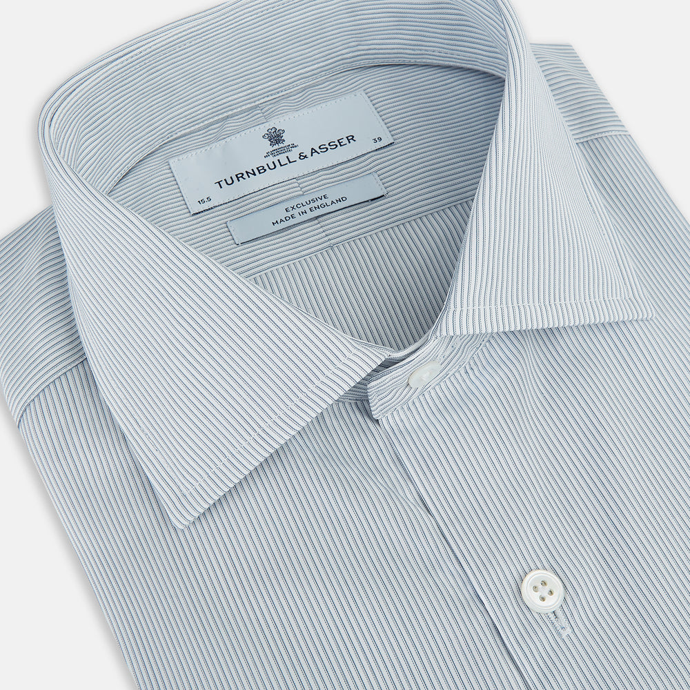 Steel Grey Ripple Double Pinstripe Belgravia Shirt 16.5