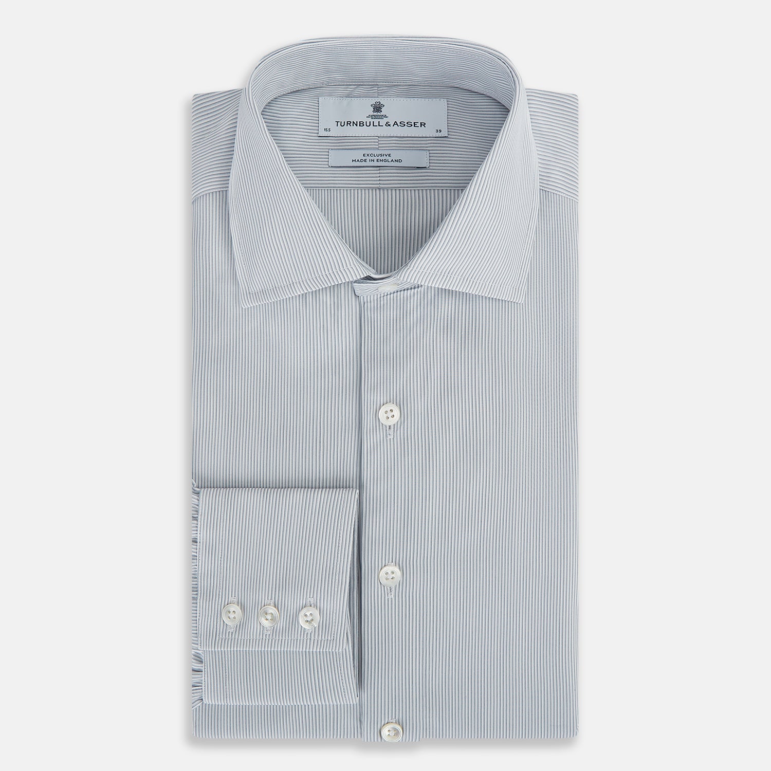 View 5 of product Steel Grey Ripple Double Pinstripe Belgravia Shirt 16.5