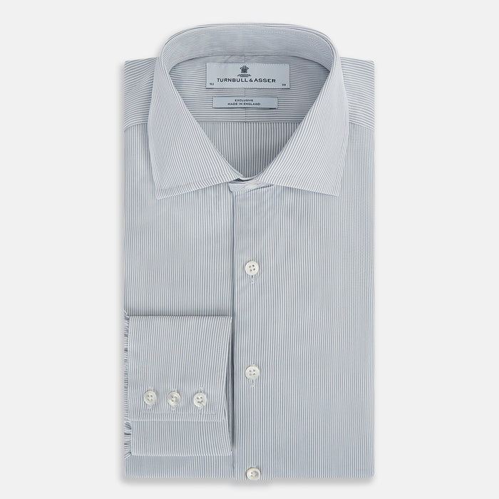 Steel Grey Ripple Double Pinstripe Belgravia Shirt Image 4