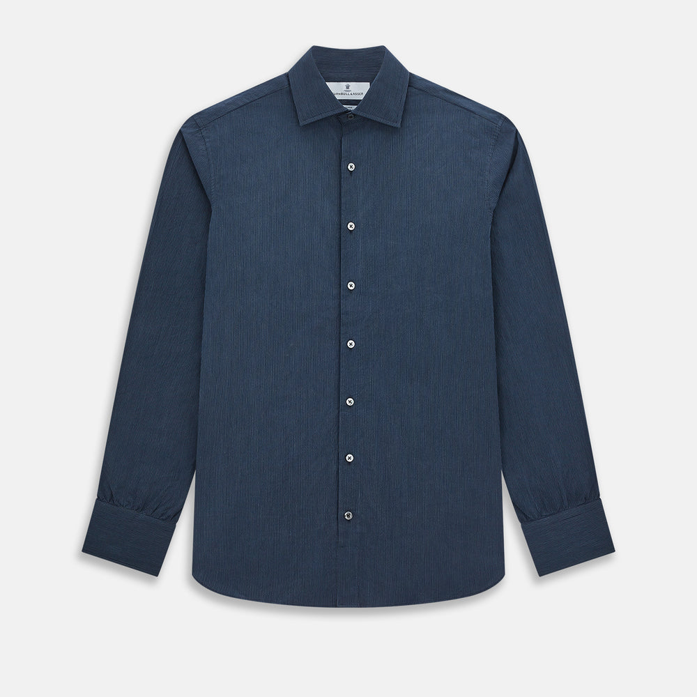 Tailored Fit Navy Pinstripe Belgravia Shirt 19