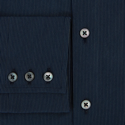 Tailored Fit Navy Pinstripe Belgravia Shirt Image 3