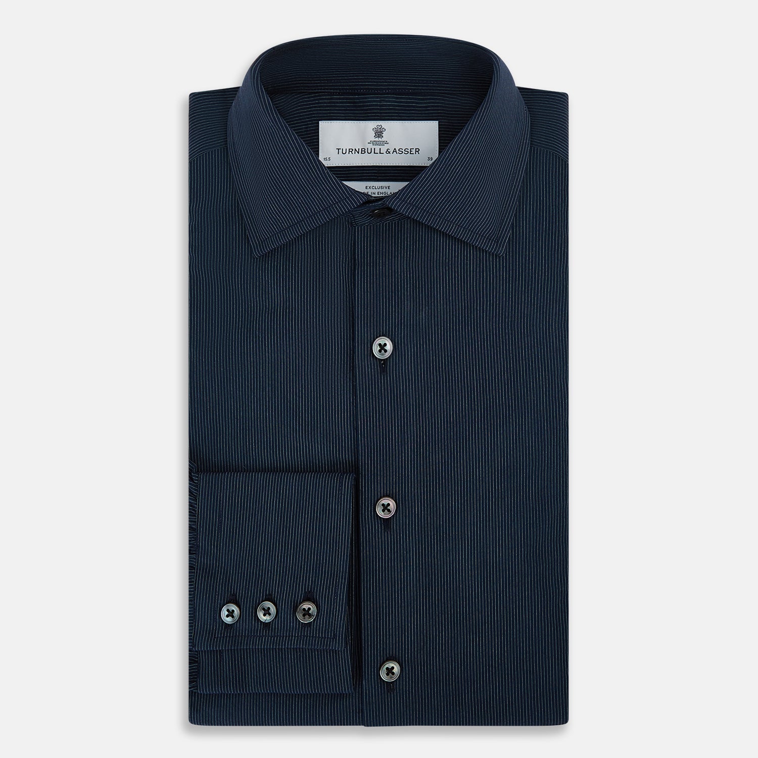 View 5 of product Tailored Fit Navy Pinstripe Belgravia Shirt 19