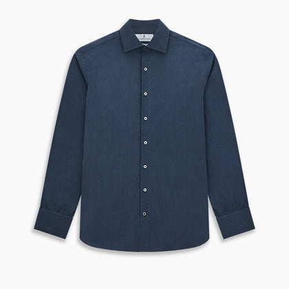 Tailored Fit Navy Pinstripe Belgravia Shirt Image 6