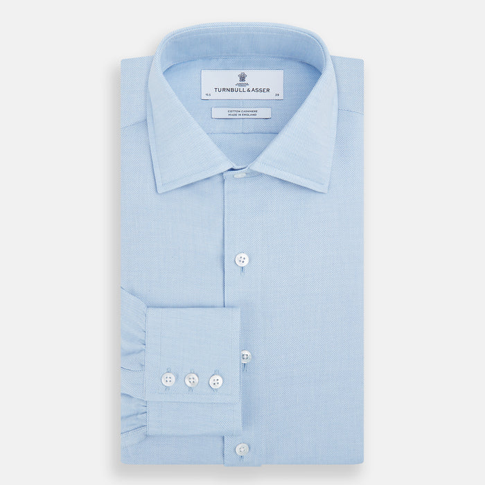 Tailored Fit Blue Cotton Cashmere Belgravia Shirt Image 4