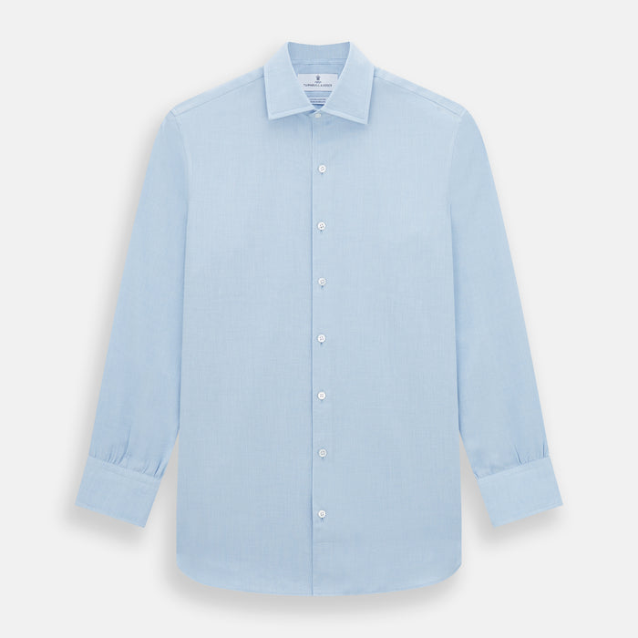 Tailored Fit Blue Cotton Cashmere Belgravia Shirt