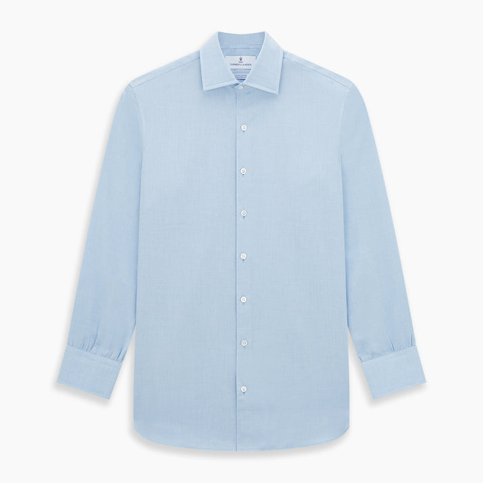 Tailored Fit Blue Cotton Cashmere Belgravia Shirt Image 6