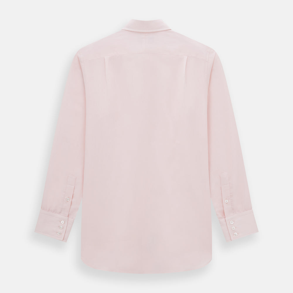 The Turnbull & Asser Tailored Fit Pale Pink Cotton Cashmere Belgravia Shirt features long sleeves and a collar for a formal look, shown flat against a white background.