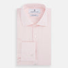 View 5 of product The Turnbull & Asser Tailored Fit Pale Pink Cotton Cashmere Belgravia Shirt features long sleeves and a collar for a formal look, shown flat against a white background.
