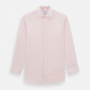 View 1 of product The Turnbull & Asser Tailored Fit Pale Pink Cotton Cashmere Belgravia Shirt features long sleeves and a collar for a formal look, shown flat against a white background.