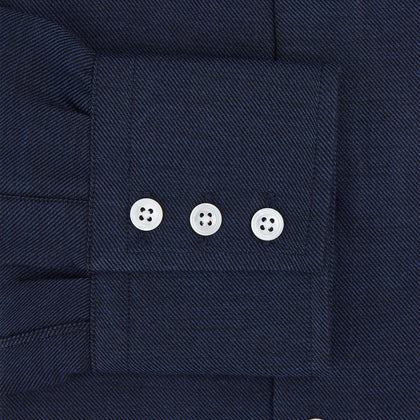 Tailored Fit Navy Cotton Cashmere Belgravia Shirt Image 3