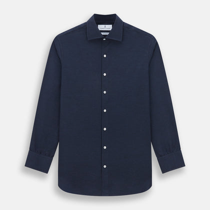 Tailored Fit Navy Cotton Cashmere Belgravia Shirt