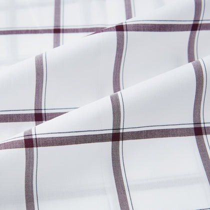 Large Checked Burgundy on White Weekend Fit Shirt in Cotton Image 5