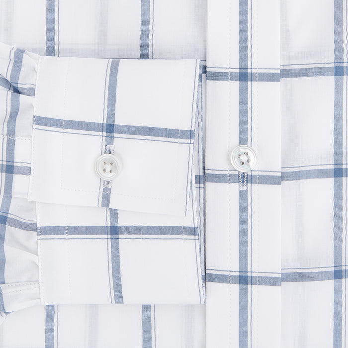 Large Checked Grey on White Weekend Fit Shirt in Cotton Image 3