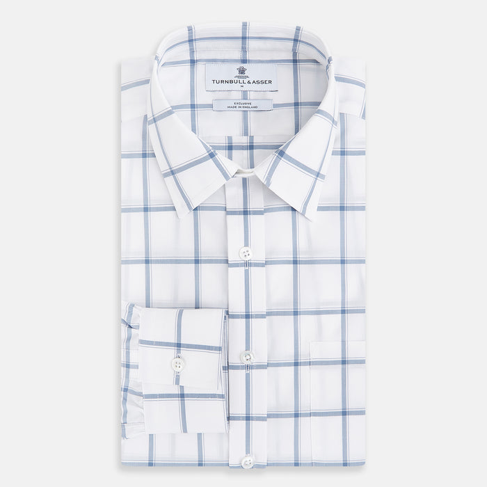Large Checked Grey on White Weekend Fit Shirt in Cotton Image 4