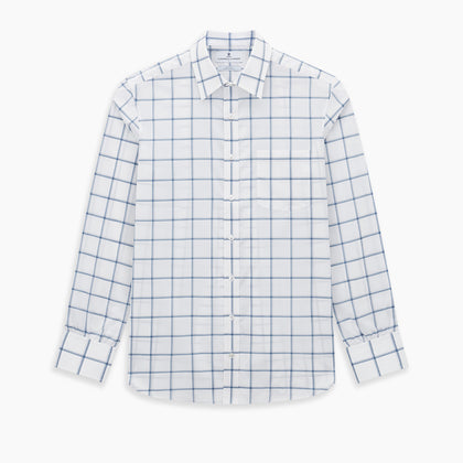 Large Checked Grey on White Weekend Fit Shirt in Cotton Image 6