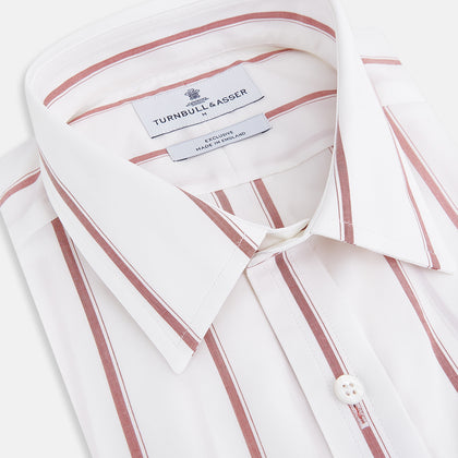 Track Striped Red on White Weekend Fit Shirt in Cotton Image 1