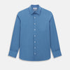 View 1 of product Turnbull & Asser UK SHIRTS WF DERBY COLLAR 1BC 1PKT COLNY BLU/ NVY CHK long-sleeved navy check button-down shirt with a collar, a single chest pocket, and a subtle pattern.