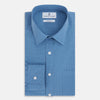 View 5 of product Turnbull & Asser UK SHIRTS WF DERBY COLLAR 1BC 1PKT COLNY BLU/ NVY CHK long-sleeved navy check button-down shirt with a collar, a single chest pocket, and a subtle pattern.