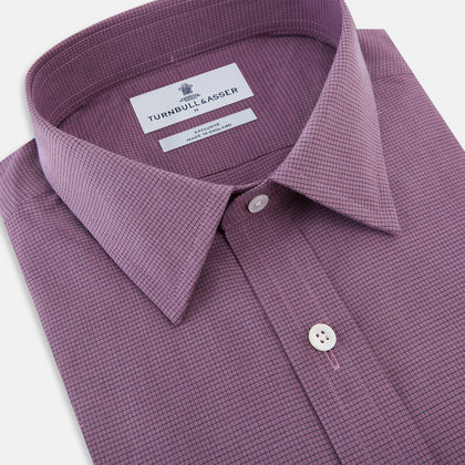 Chequered Navy on Antique Pink Weekend Fit Shirt in Cotton Image 1