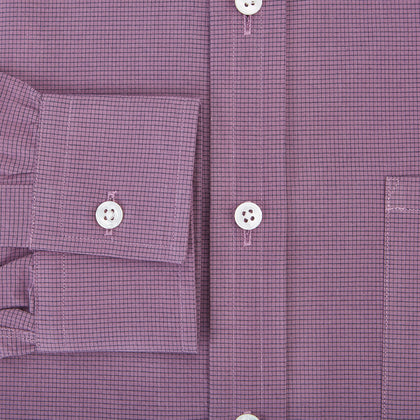 Chequered Navy on Antique Pink Weekend Fit Shirt in Cotton Image 3