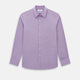 Turnbull & Asser UK SHIRTS WF DERBY COLLAR 1BC 1PKT BABY PINK/NAVY CHK long-sleeved shirt featuring a baby pink and navy check pattern, a button-down front, a single chest pocket, and button cuffs.