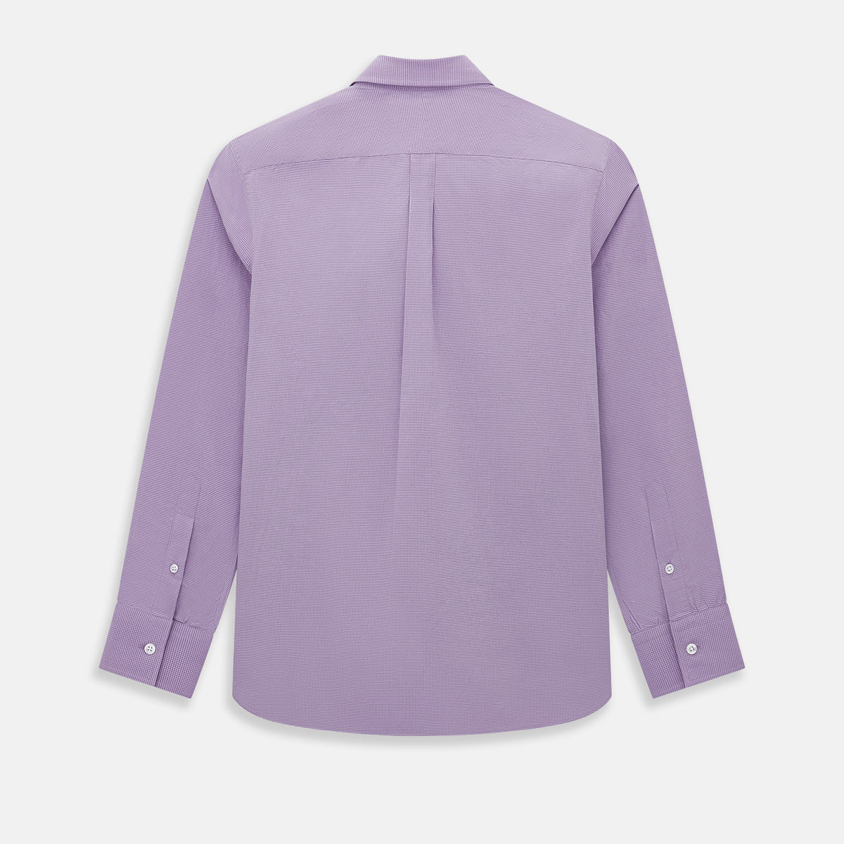 View 3 of product Turnbull & Asser UK SHIRTS WF DERBY COLLAR 1BC 1PKT BABY PINK/NAVY CHK long-sleeved shirt featuring a baby pink and navy check pattern, a button-down front, a single chest pocket, and button cuffs.