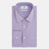View 5 of product Turnbull & Asser UK SHIRTS WF DERBY COLLAR 1BC 1PKT BABY PINK/NAVY CHK long-sleeved shirt featuring a baby pink and navy check pattern, a button-down front, a single chest pocket, and button cuffs.