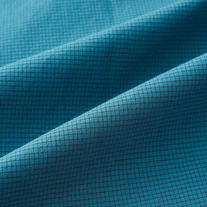 Fine Checked Turquoise Blue Weekend Fit Shirt in Cotton Image 5