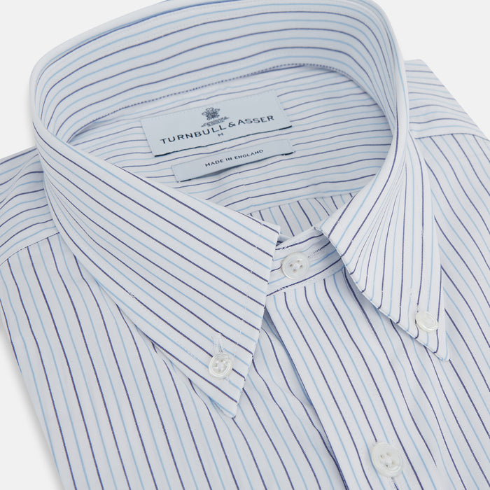 Blue Double Pinstripe Richmond Shirt Image 1
