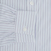 View 3 of product The Blue Double Pinstripe Richmond Shirt by Turnbull & Asser, featuring long sleeves, buttoned cuffs, and a button-down collar, is laid flat on a white background.