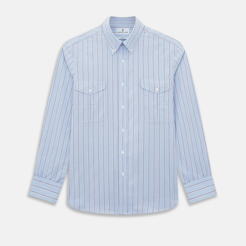 Navy and Purple Multi-Stripe Richmond Shirt XXL