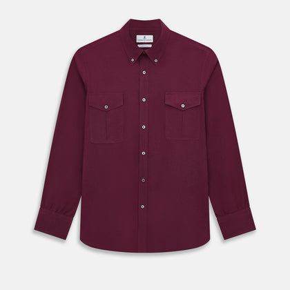 Wine Pin Check Richmond Shirt