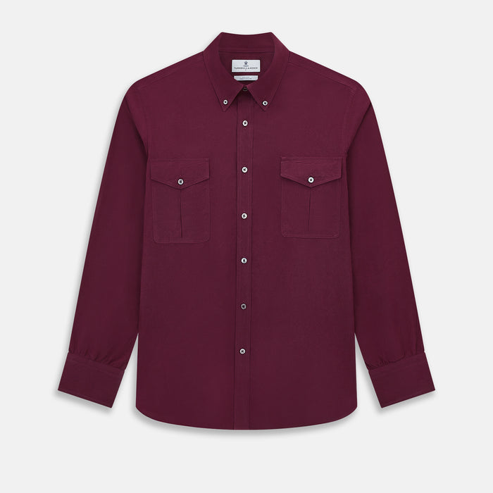 Wine Pin Check Richmond Shirt