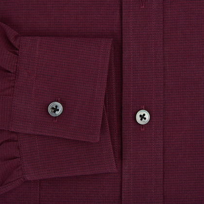 Wine Pin Check Richmond Shirt Image 3