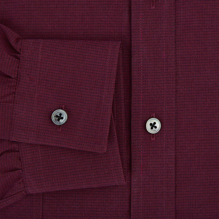 Wine Pin Check Richmond Shirt Image 3